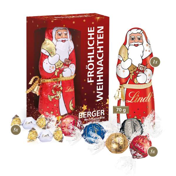 Premium-Präsent mit Lindt Weihnachtsmann "Maxi"