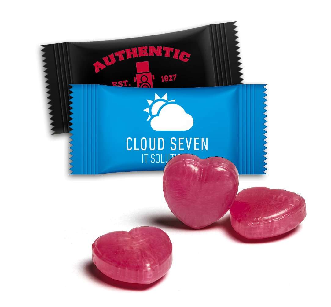 Herzbonbons im Flowpack