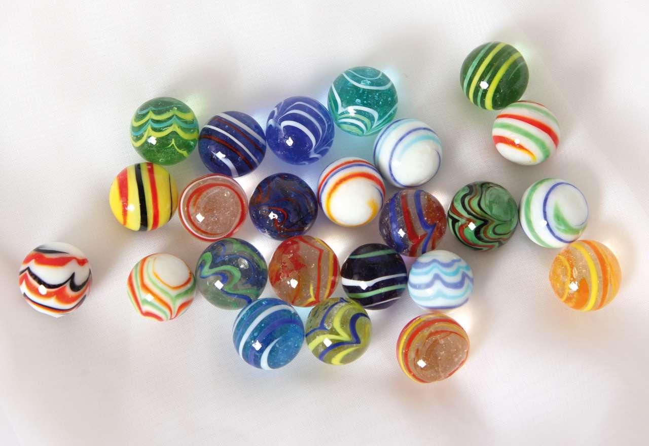 Glas-Murmeln Streifenmix 20mm, 24-tlg.