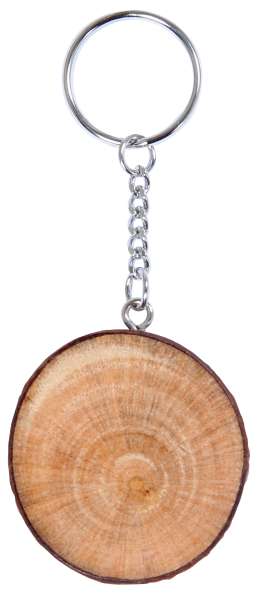 Schlüsselanhänger mit runder Rindenscheibe
