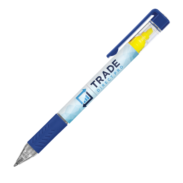 DELOS Kugelschreiber Bright und gelbe Textmarker mit 4c-Druck all-over