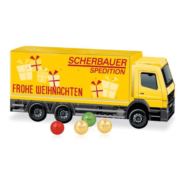 3D Adventskalender "LKW" mit Fairtrade® Schokolade