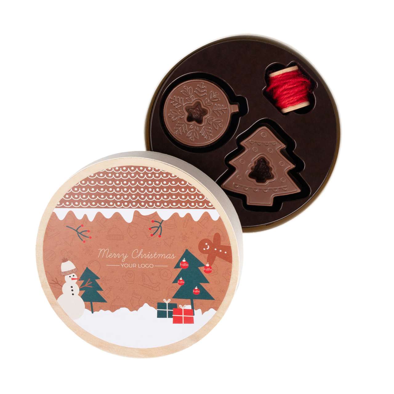 SCHOKOLADEN-SET CHRISTMAS TREE CHARMS WOODEN BOX