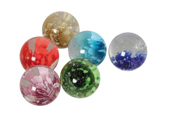 Glasmurmeln 3D-Blume 35mm, 6er Set