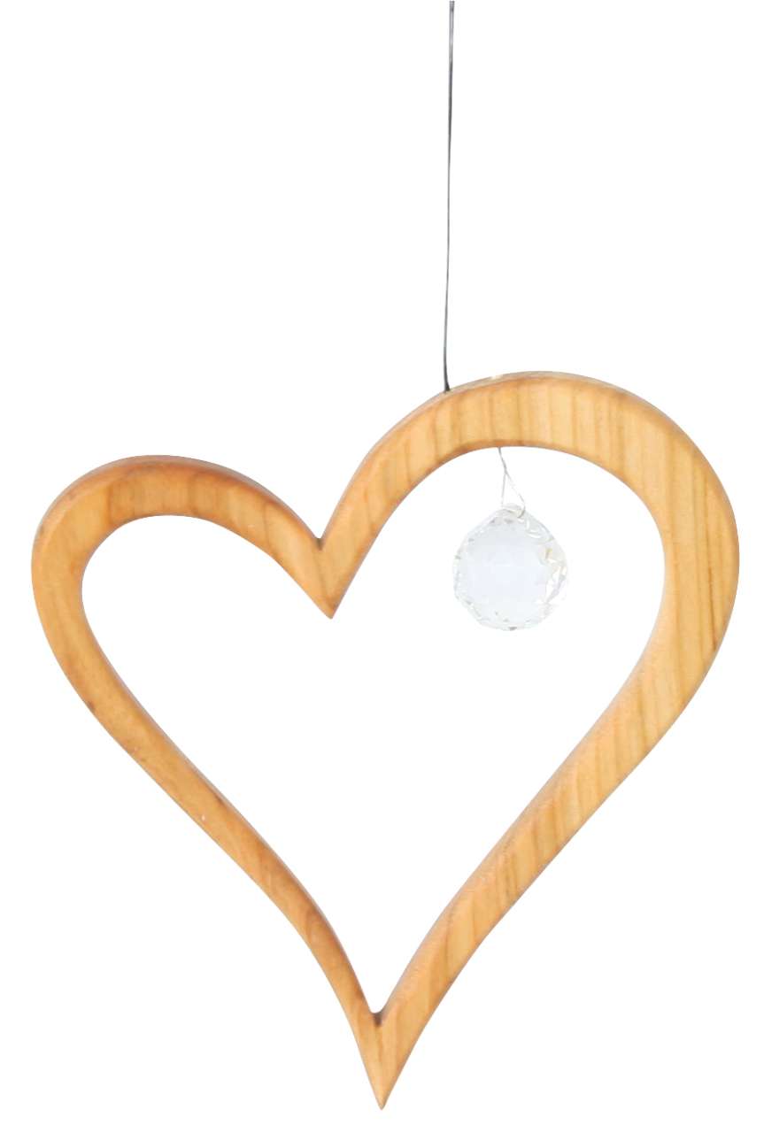Holzhänger Herz mit Kristall