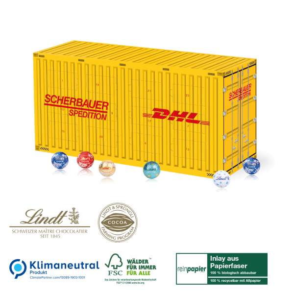 3D Adventskalender Lindt "Container" Organic, Klimaneutral, FSC®