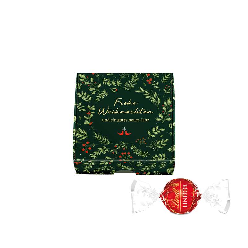 4 Lindt LINDOR Mini Kugeln 18g und 1 Lindt-Weihnachtsmann 10g in Klappbox S, Weihnachten